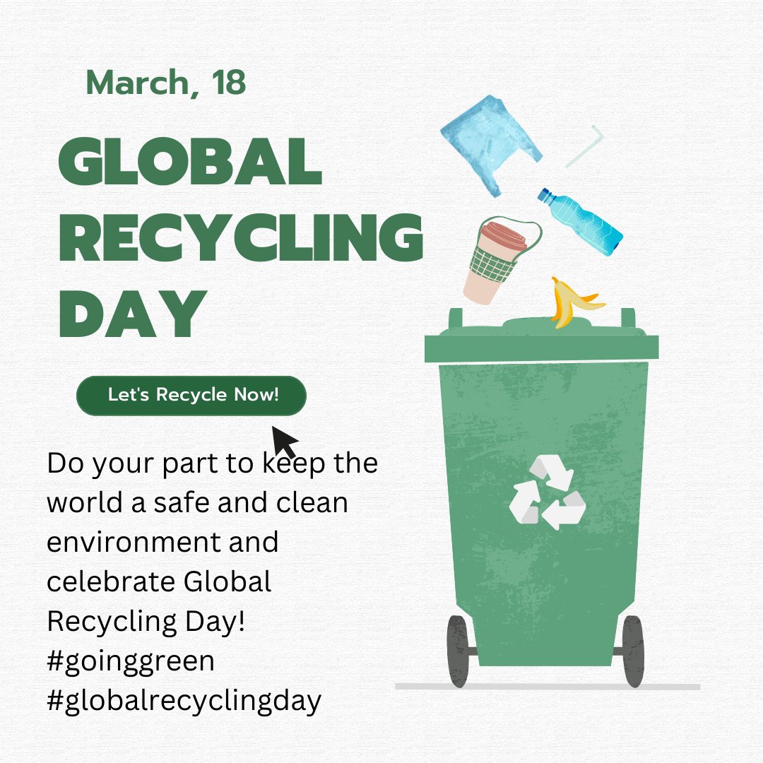 Do your part to keep the world a safe and clean environment and celebrate Global Recycling Day! #goinggreen #globalrecyclingday #PrismMarketView #PrismMediaWire #PrismDigitalMedia
