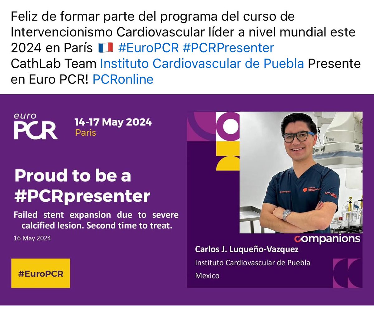 Happy to be part of the World Leading Course in Interventional Cardiovascular Medicine #EuroPCR #PCRpresenter @PCRonline
See you son in Paris 🇫🇷