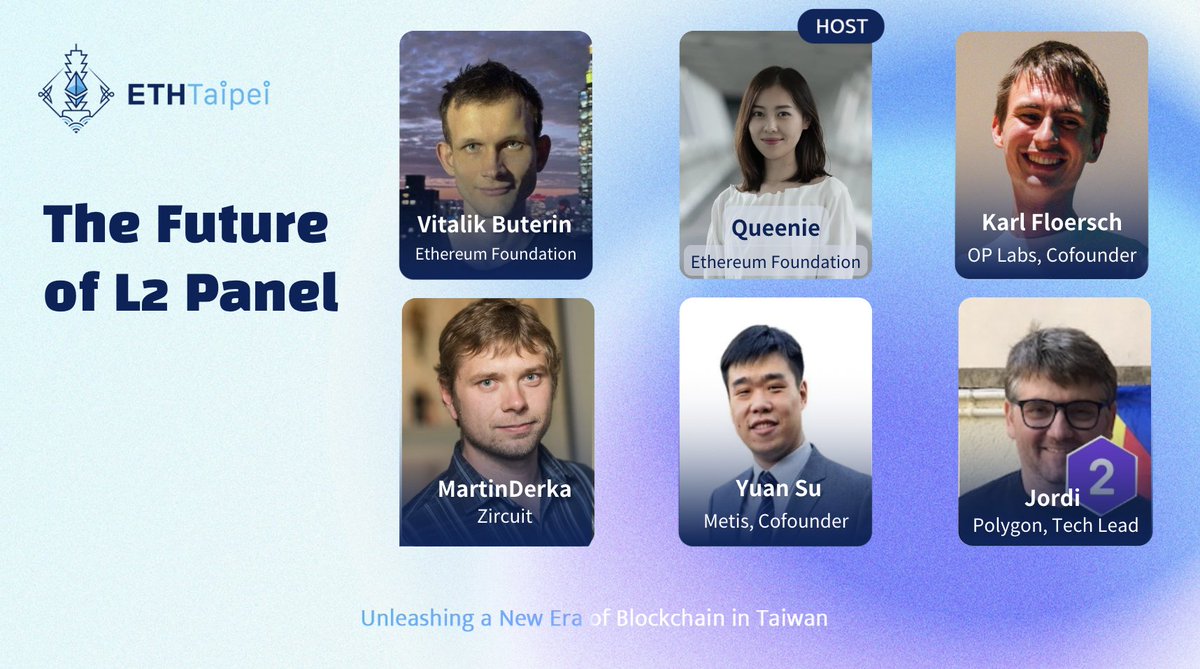 2) The future of L2 Panel is the gathering of industry titans. Hosted by @isqueeniee from @imTokenOfficial, and joined by @vitalikButerin, @karl_dot_tech from @OPLabsPBC, @jbaylina from @0xPolygon, Martin Derka @dr_zircuit from @ZircuitL2, and @thegoodboss2 from @MetisL2.