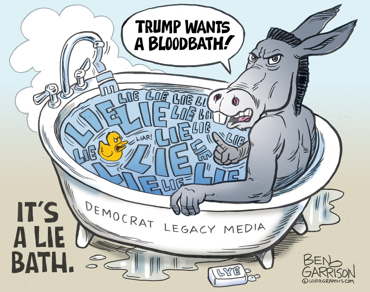 Today's cartoon is a bloodbath Democrats take a Lie bath and bathe in their lies #bengarrison #DemocratsHateAmerica #bloodbath The Democrats are desperate—and they’re playing dirty. They stink and need a bath. read the rest at the link in replies... grrrgraphics dot com