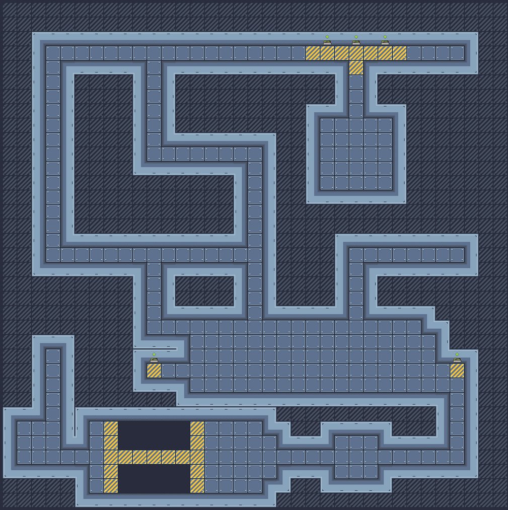 Nice small complete sci-fi maps

Maybe I should try my hand at Godot or Unity development and turn these into something 🤔

Should probably make some door tiles next...

#gamedev