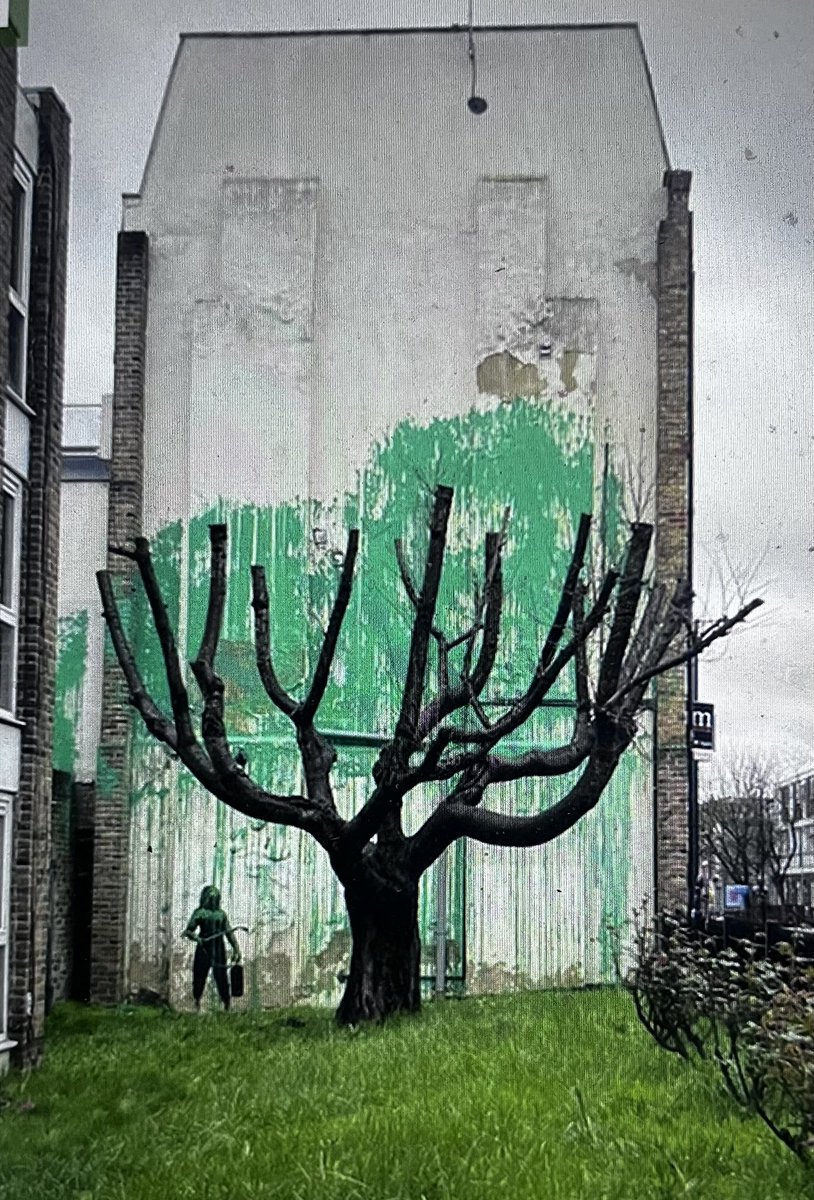 Looking forward to talking about #Banksy’s dead tree & lush green leaves with @IanHunt77 @BBCRadioWales drive time 5:50pm