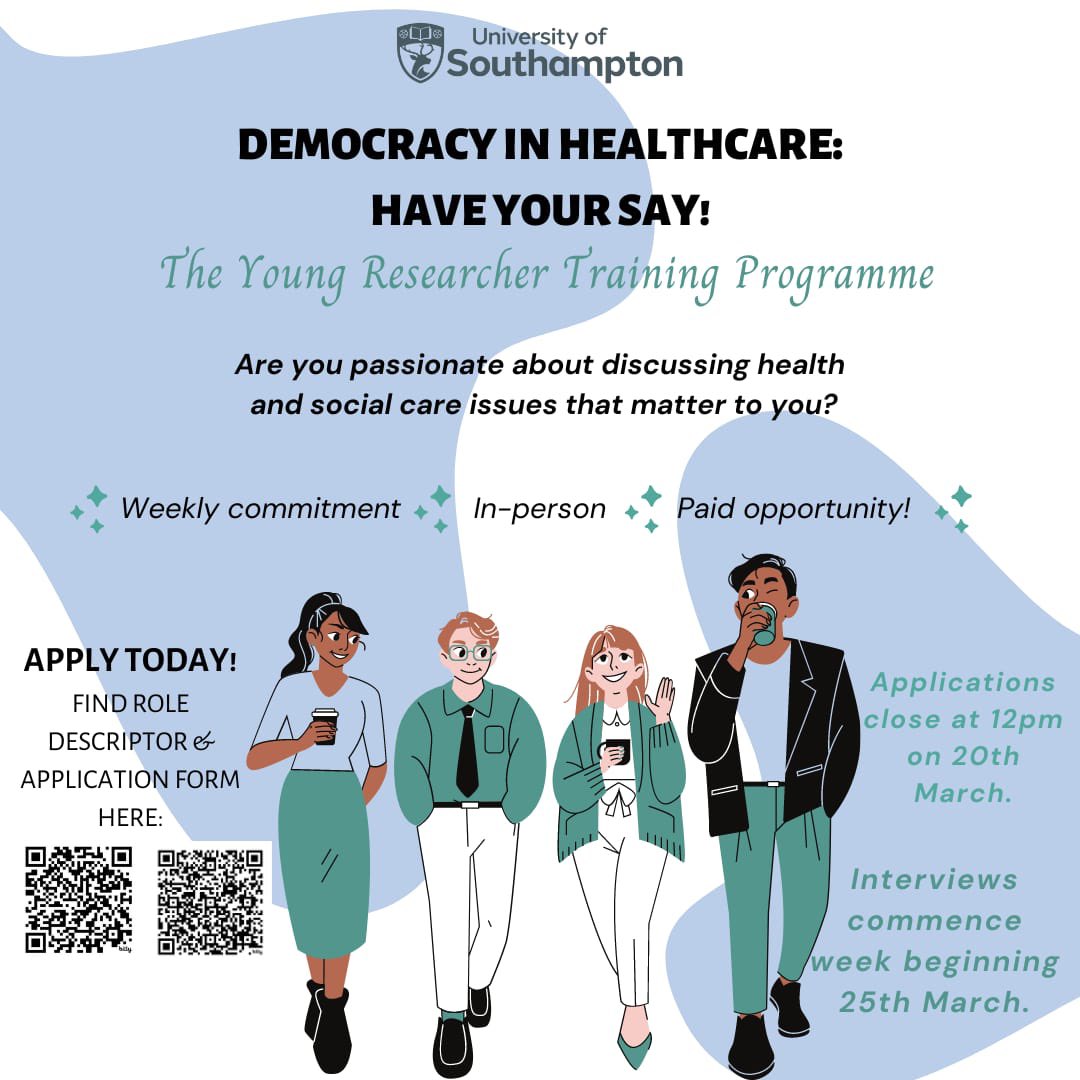 There are only 2️⃣ days left to apply for our Democracy in Healthcare project❗️ If you're in year 12 (or equivalent), scan the QR codes or click on the links in our bio to apply. ✨️⏰️