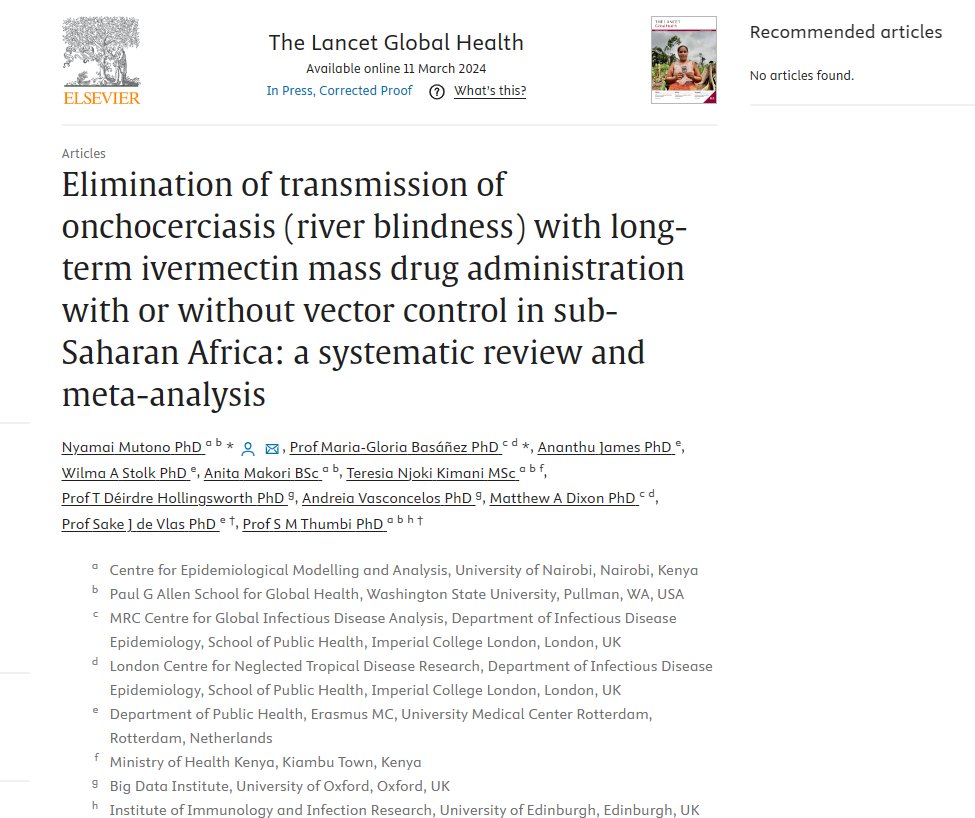 Recent study by our collaborators focuses on identifying factors linked to successful elimination of #Onchocerciasis in sub-Saharan Africa through systematic review and meta-analysis. @LancetGH read it here ➡️bit.ly/3TwdF3T