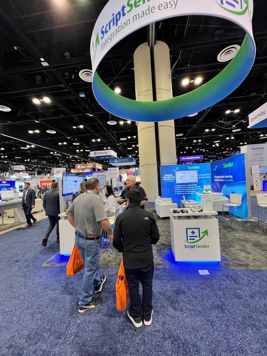 ScriptSender's tweet image. While our flashy sign attracted you to our #HIMSS2024 booth, our demos made you stay! Grateful to all who came by to learn how our product portfolio can change the way you integrate and communicate with referring providers.
Reach out for a demo anytime: scriptsender.com/demo/
