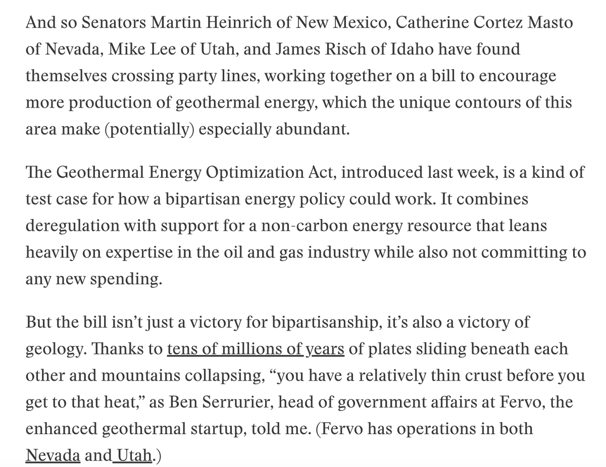 Bipartisan legislation ✅ Geothermal ✅ John McPhee ✅ @MattZeitlin's policy coverage has it all going on.