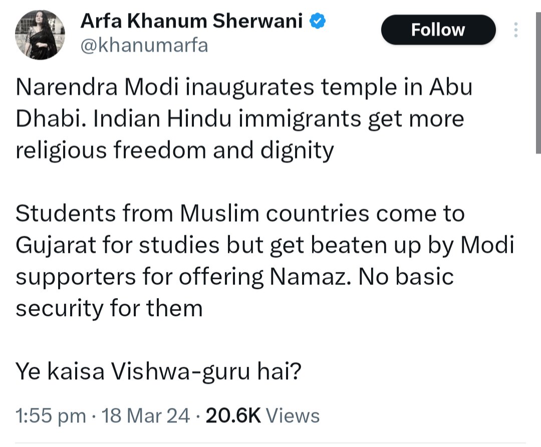Mrsinha's tweet photo. -Indian Hindus worship inside the temples in Abu Dhabi but not on streets : They follow the rule, behave like well mannered humans

-IsIamists, both Indian &amp; Foreigners offer Namaz in India by blocking roads : Don't follow the rule, behave like mannerless clowns

The difference!! https://t.co/DeQczVWBpf