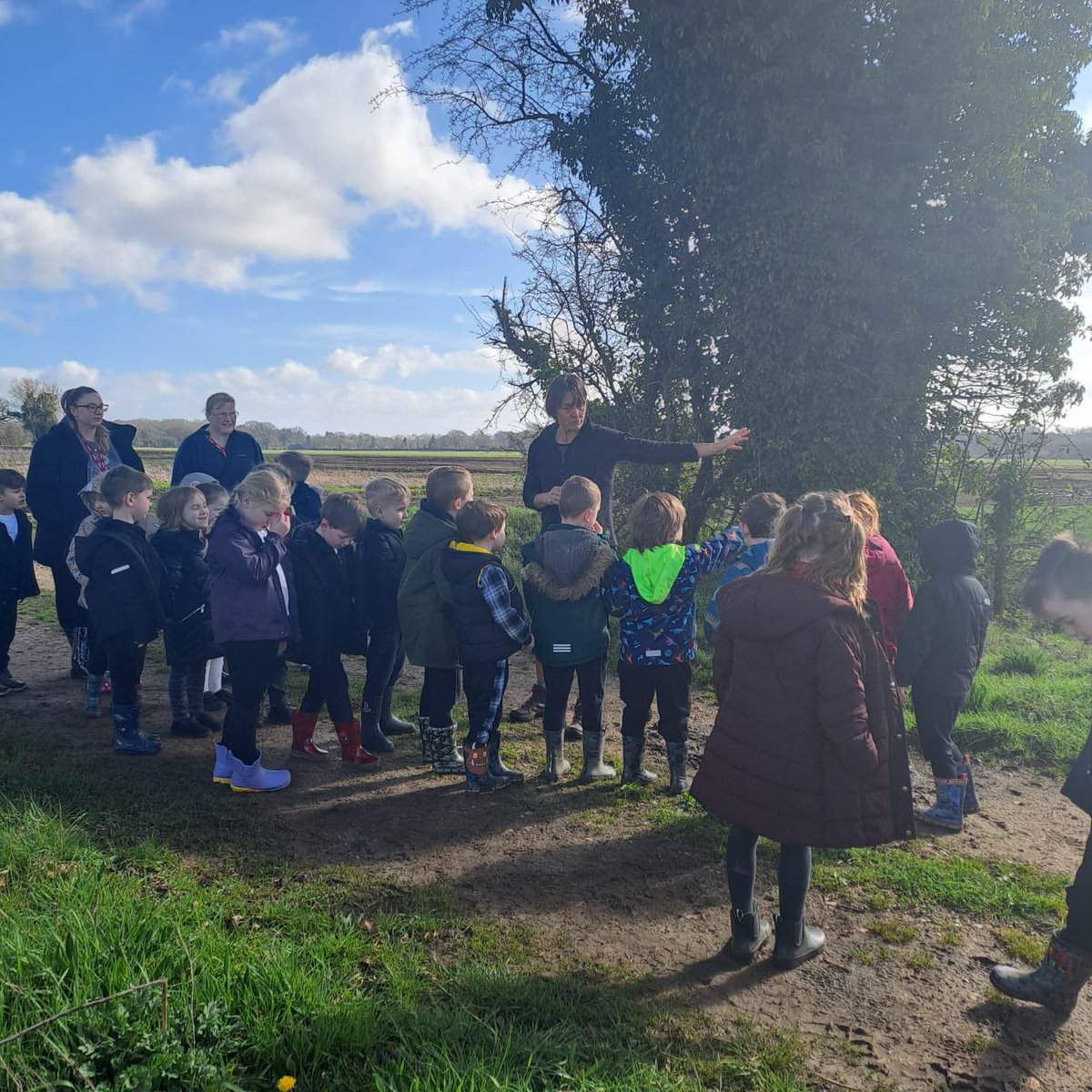 Lovely day with a class of Year 1 pupils at Manor Farm, talking about how good is produced with @JamesDa67866922 & @DeepdaleFarm