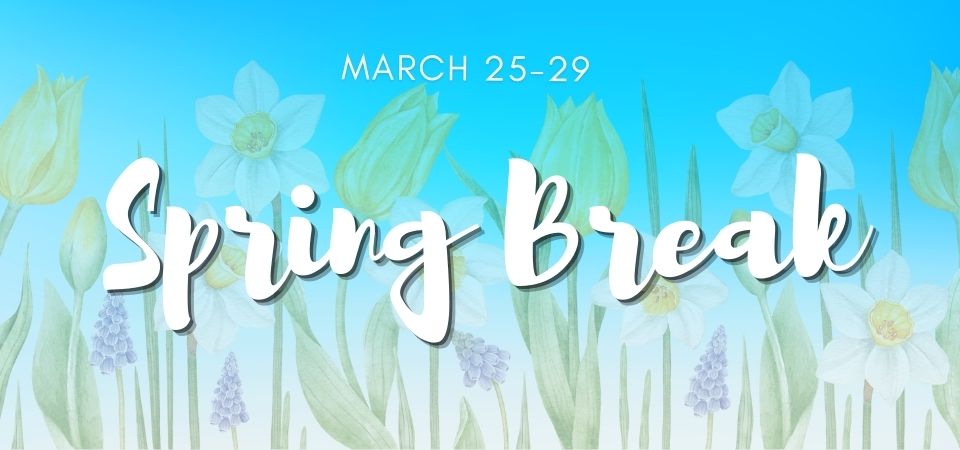 We want to wish everyone a happy and safe Spring Break! Spring Break will be held March 25-29. Division schools and offices will be closed. Monday, April 1, will be a Student Holiday (Teacher Workday). Students return April 2. 🌞🌷