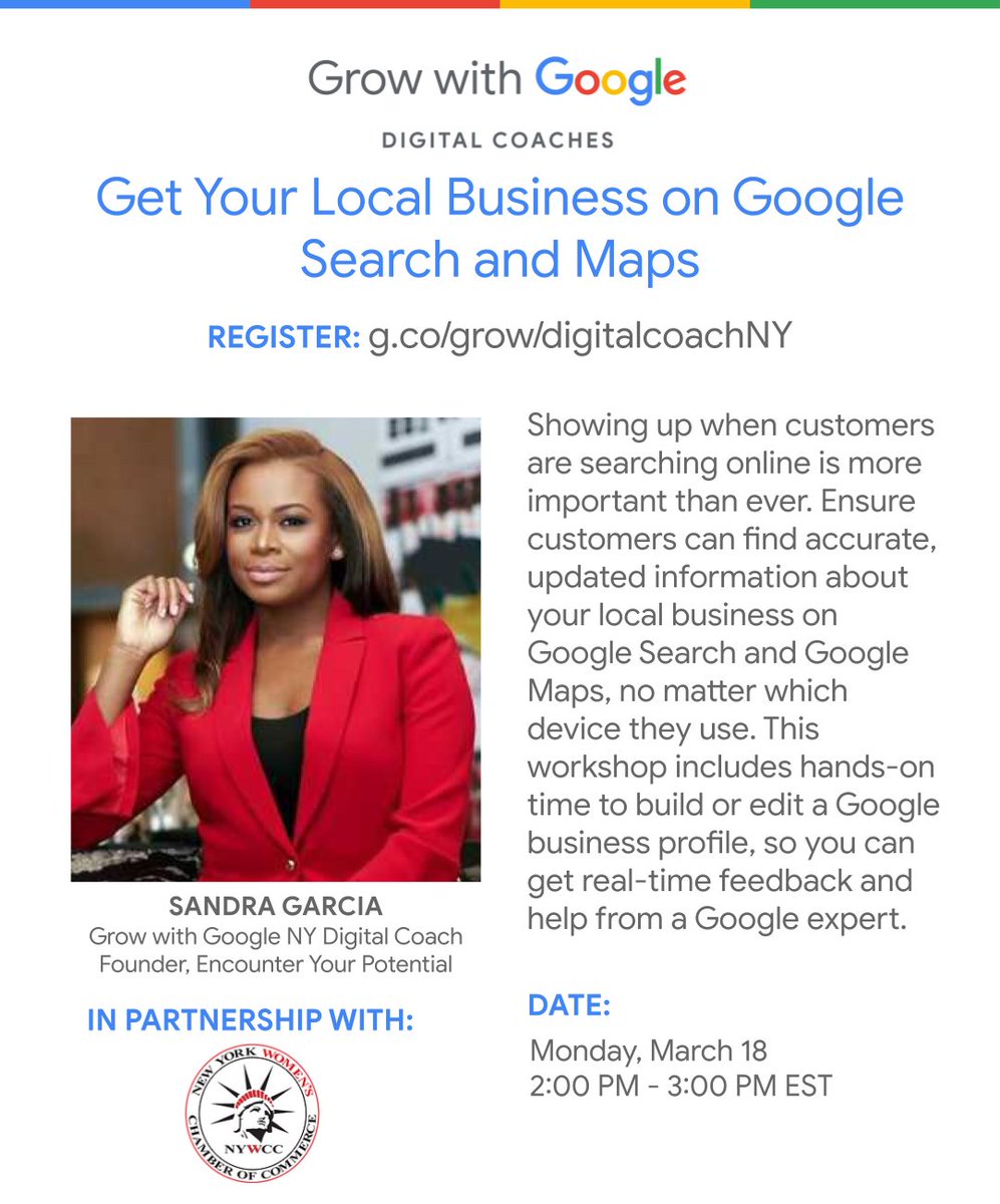 Don't miss out on an exciting opportunity for your business growth! Join us TODAY at 2pm on ZOOM for a Google workshop you won't want to miss. Learn valuable insights on utilizing YouTube to elevate your brand and reach new heights. Secure your spot now: bit.ly/gwg_searchmaps