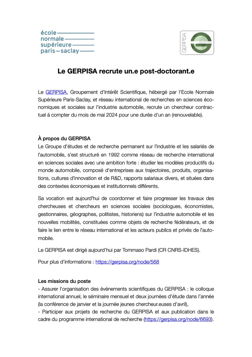 Gerpisa - Réseau international de l'automobile tweet media