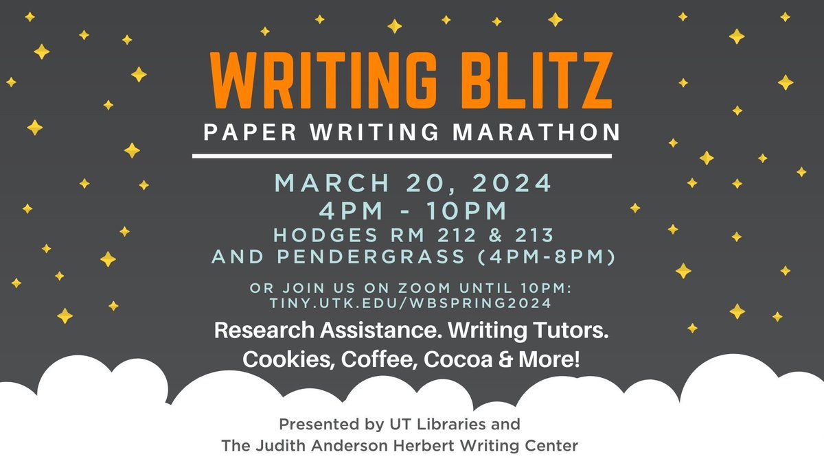 Reminder that we will be holding our Writing Blitz this Wednesday, March 20th from 4-10pm! 🧡📝