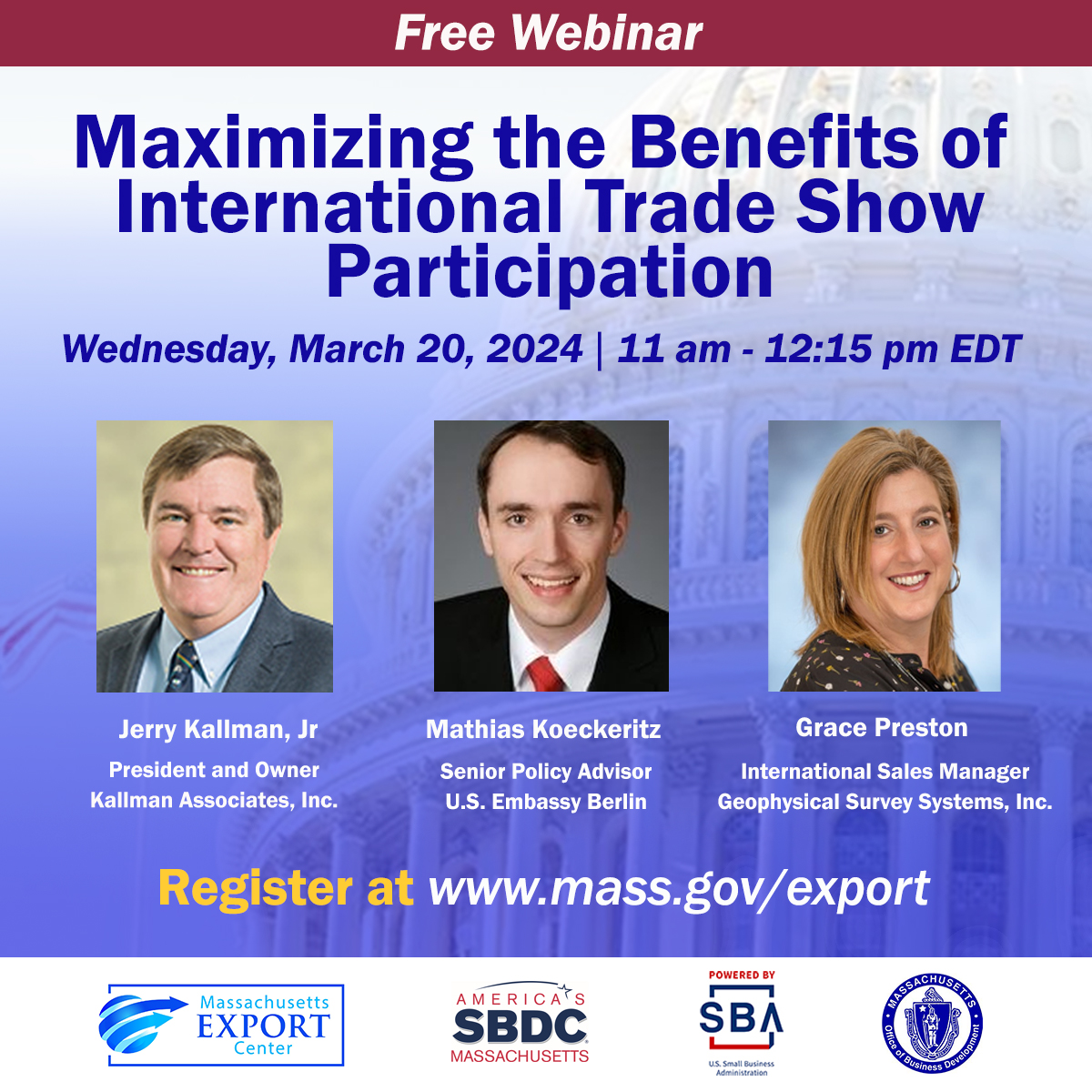 Join us on Wednesday to discuss strategies and tools that businesses can use to maximize international #TradeShow return on investment. 

Learn More: bit.ly/49JKWhS