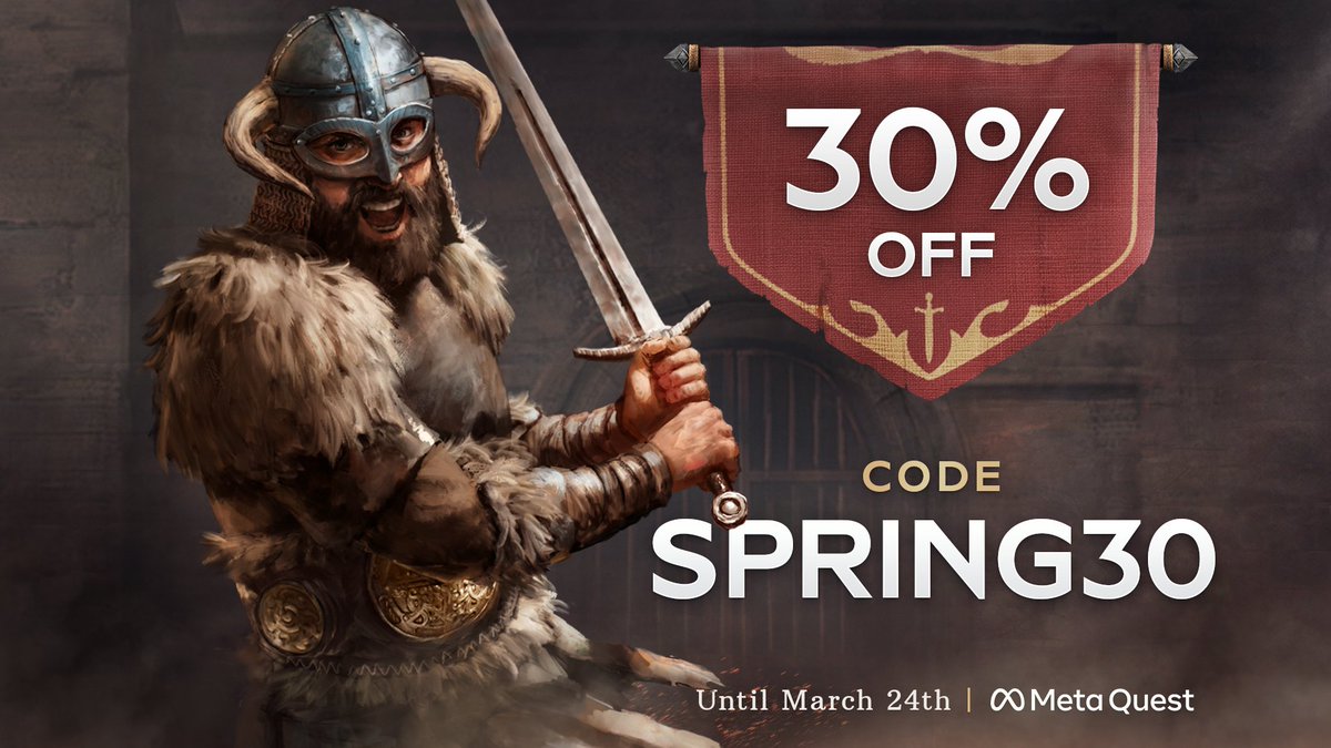 SinnStudio's tweet photo. Missing out on all the #SwordsmanVR hype? 👀
Grab it now for 30% OFF on Quest‼️ Sale runs until March 24th with code SPRING30! 💥
Spring 🌼 into action with the new Combat AI update!
➡️ https://t.co/OWFjXiQXcg
#vr #vrgame #quest2 #quest3