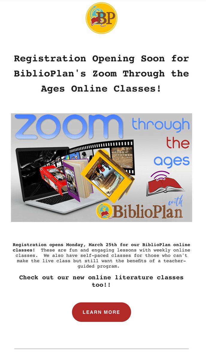 BiblioPlan's tweet photo. It's almost time to register for BiblioPlan's popular online classes!
https://t.co/oHJnn6TVqy https://t.co/7s6GKjr8IQ