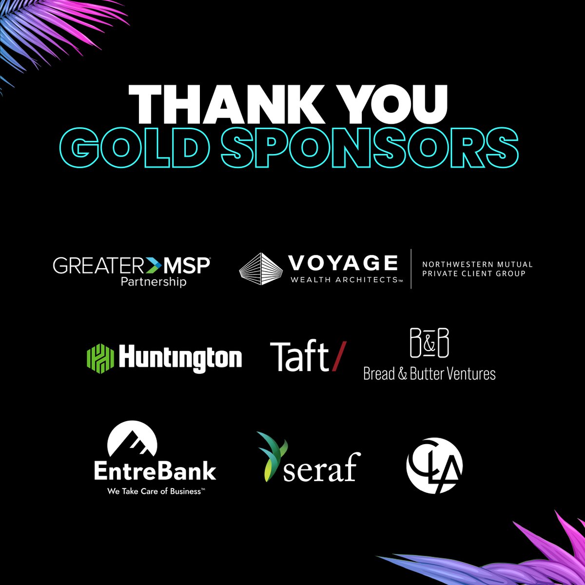 We’d like to extend a big thank-you to #AngelFest2024 Gold Sponsors – Voyage Wealth Architects, Taft Stettinius & Hollister LLP, @EntreBank, @Bread_ButterVC, @CLAconnect, @serafinvestor, and @Huntington_Bank. Don't have tickets to #AngelFest2024 May 2? hubs.li/Q02pDRbZ0