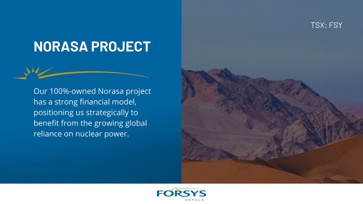 Norasa's strong financial model positions us strategically to benefit from the growing global reliance on nuclear power, supported by its positive long-term fundamentals in the energy sector. Click for more: forsysmetals.com/corporate-over… $FSY #Mining #Exploration #Drilling #Uranium