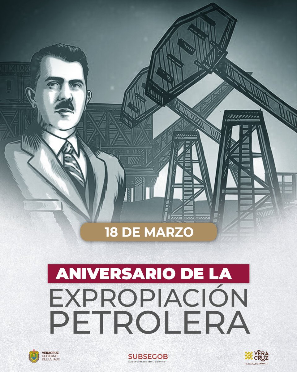 VERSubsegob's tweet photo. El 18 de marzo de 1938 el presidente Lázaro Cárdenas del Río expidió el decreto de la Expropiación Petrolera.

-
Esta información es pública, ajena a cualquier partido político. Queda prohibido su uso con fines distintos a los establecidos. https://t.co/Dp5U56KeIV