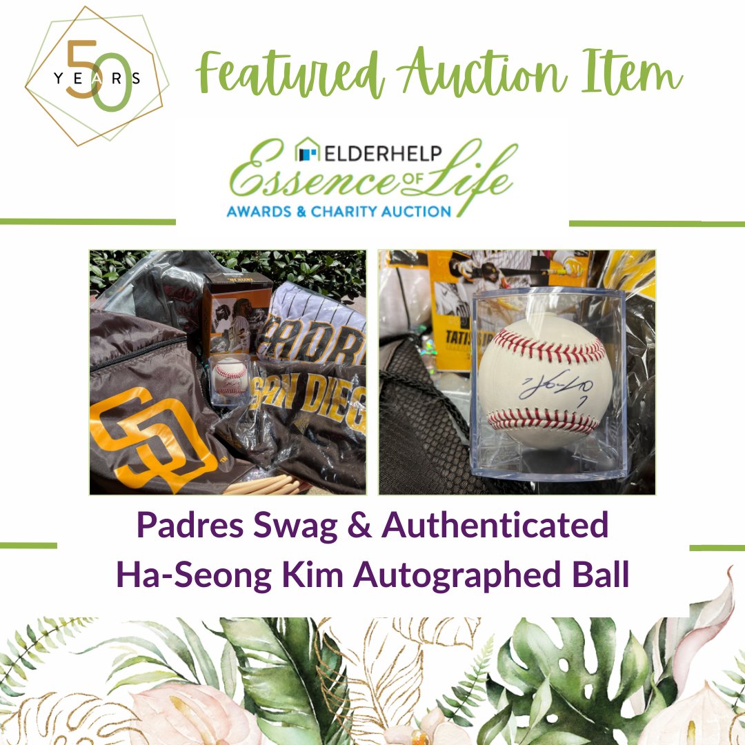 AUCTION ALERT! Thanks to the @Padres you can snag this amazing package at our Essence of Life auction. Bidding starts 3/21 at 9:00 am. Register today at bit.ly/EOL24 #letsgopadres #letsgoelderhelp