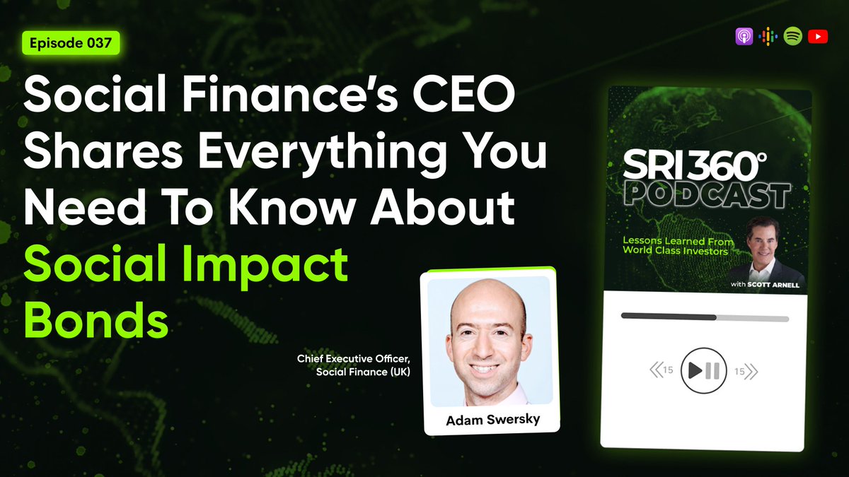 In the pursuit of social change, every bit of investment can make a difference. 🌍 Learn how Social Finance is leading the charge through social impact bonds, with today's guest, Adam Swersky, CEO of Social Finance. 🎧 Don't miss it! sri360.com/podcast/adam-s… #ImpactInvesting