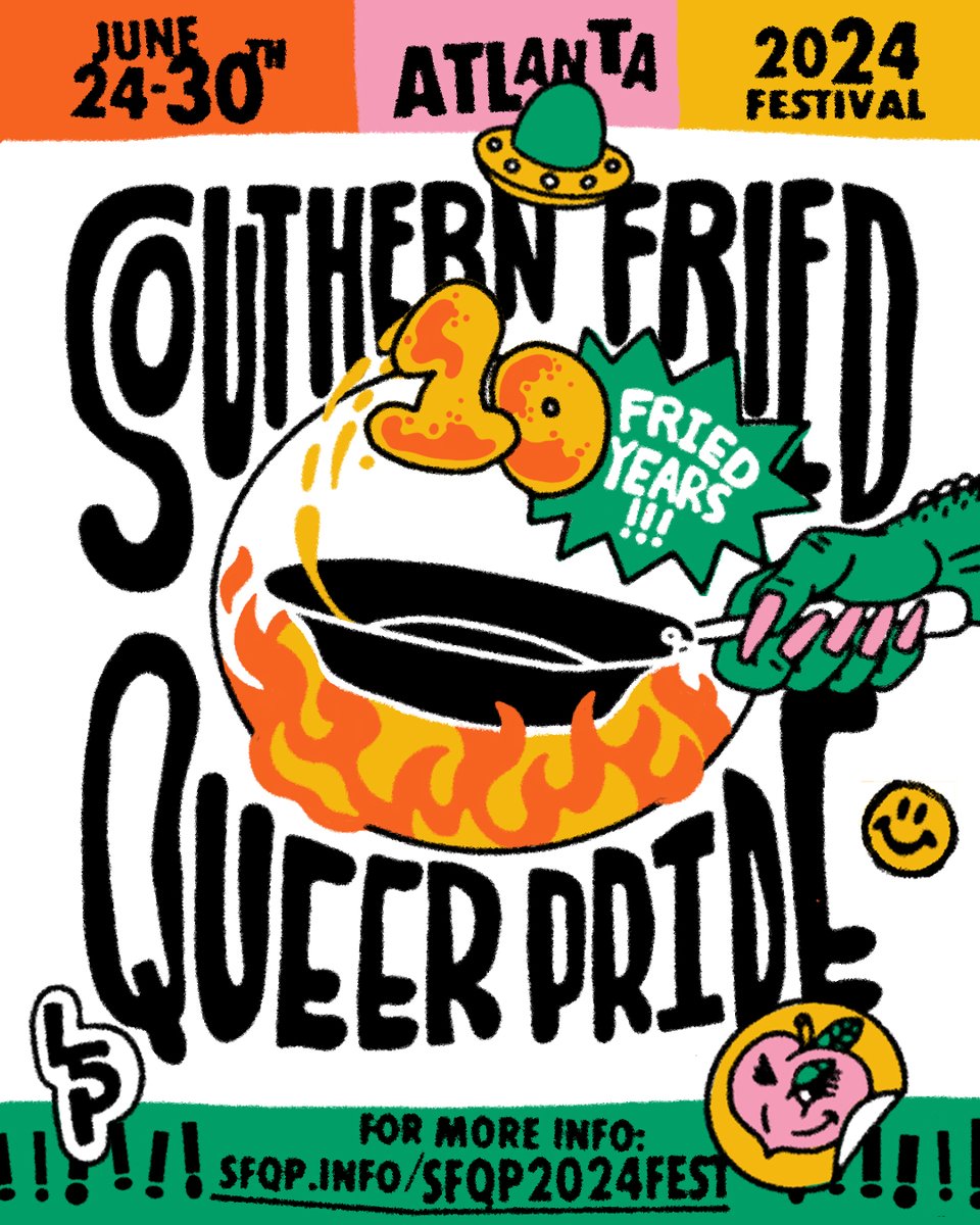 🍳 A BIG QUEER PRIDE ANNOUNCEMENT! 🍳 Our 10th annual pride festival is coming June 24th thru June 30th in Atlanta, GA. 📌 SUBMISSIONS FOR OUR FESTIVAL ARE OPEN NOW THRU FRIDAY, APRIL 12TH. Link to all submission: sfqp.info/sfqp2024fest