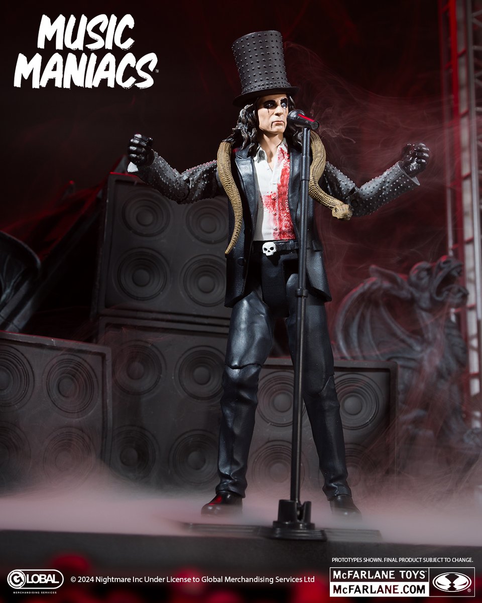 FIRST LOOK - Alice Cooper joins the MUSIC MANIACS lineup!
6' scale action figure launches for pre-order on MARCH 22nd.

#McFarlaneToys #MusicManiacs #AliceCooper @alicecooper