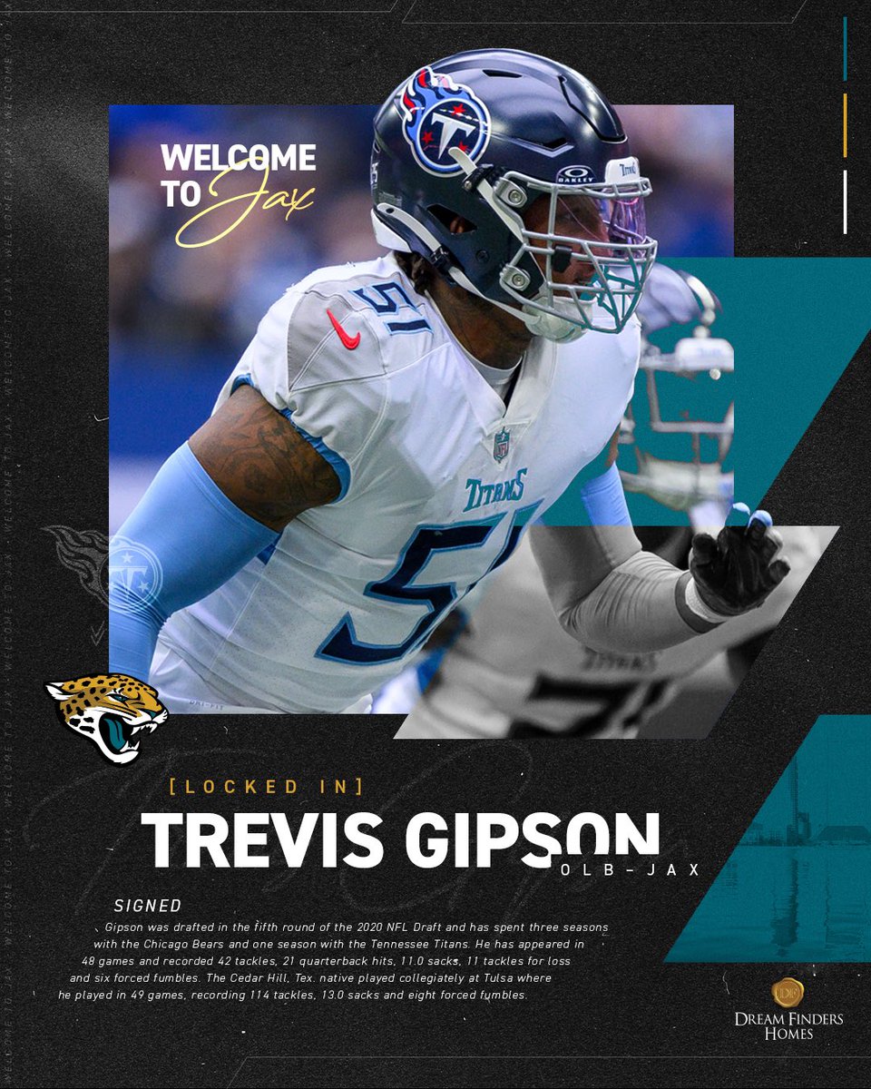 We have signed OLB Trevis Gipson.

<a href="/Dream_Finders/">Dream Finders Homes</a> | #DUUUVAL