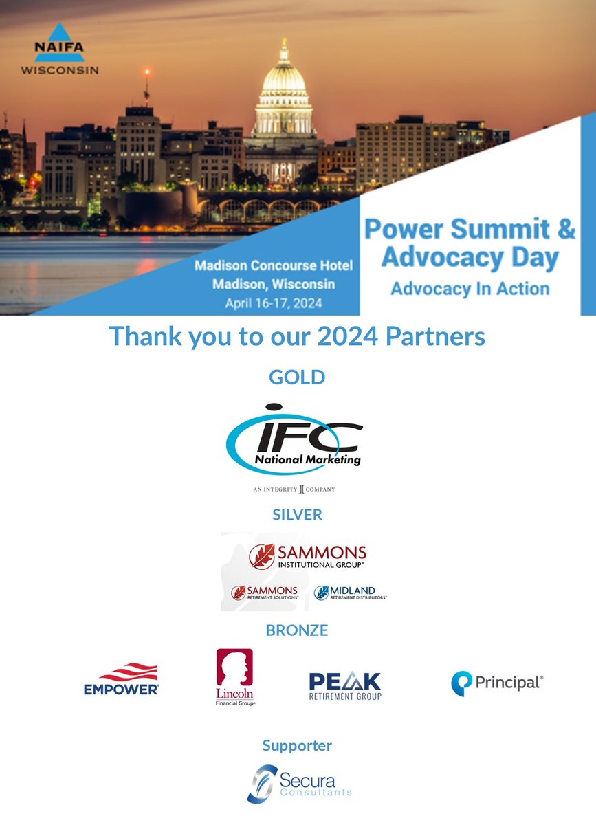 Sign up now for NAIFA-Wisconsin's Power Summit & Advocacy Day coming to you in ONE month on April 16-17. NAIFA-WI is bringing you a dynamic lineup of speakers so get ready to Advocate, Educate, and Differentiate! hubs.ly/Q02pQ03M0