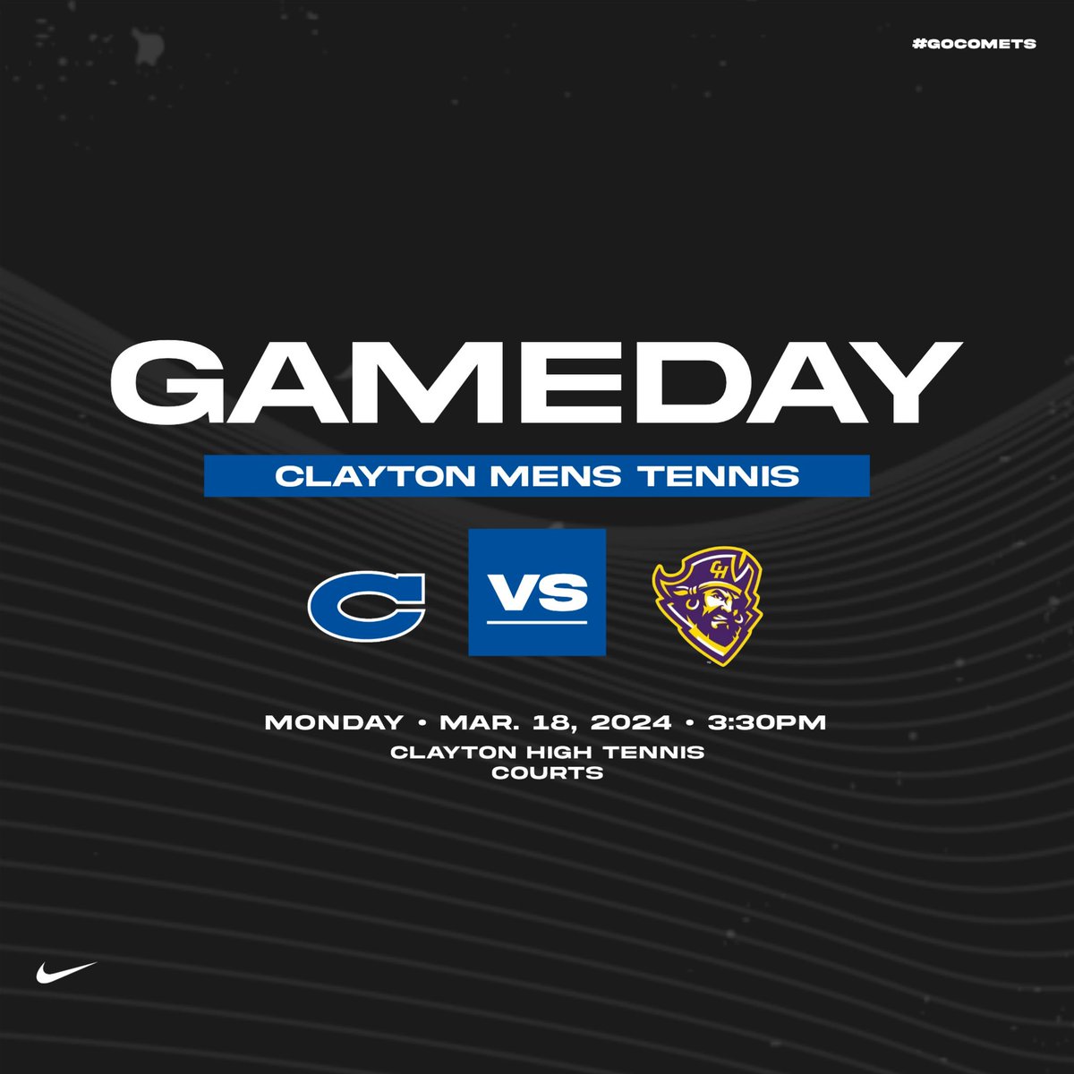 🚨🎾 GAMEDAY🚨 🆚 Corinth Holders 🏟 Clayton High Tennis Courts ⏰ 3:30pm #GoComets