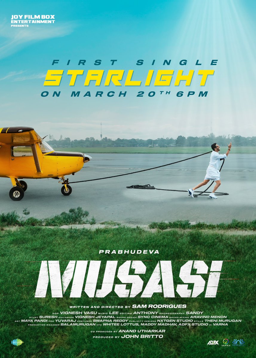 The First Single #Starlight from @PDdancing's #Musasi is Releasing On 20th March At 6PM! 💥🎶

A @leanderleemarty musical 🎼

@samrodrigues23 #JohnBritto #JoyFilmBoxEntertainment #AnandMurugaUtharkar
@Actor_Mahendran #JohnVijay  #Vignesh @iamSandy_Off #VTVGanesh #Binnupappu