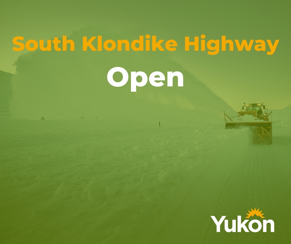🟢 The South Klondike Highway from Carcross to the Fraser Border is now open.  

We thank you for your patience during this time. 

We know road closures can be inconvenient, but your safety is always our top priority.  

For current conditions: Check 511yukon.ca