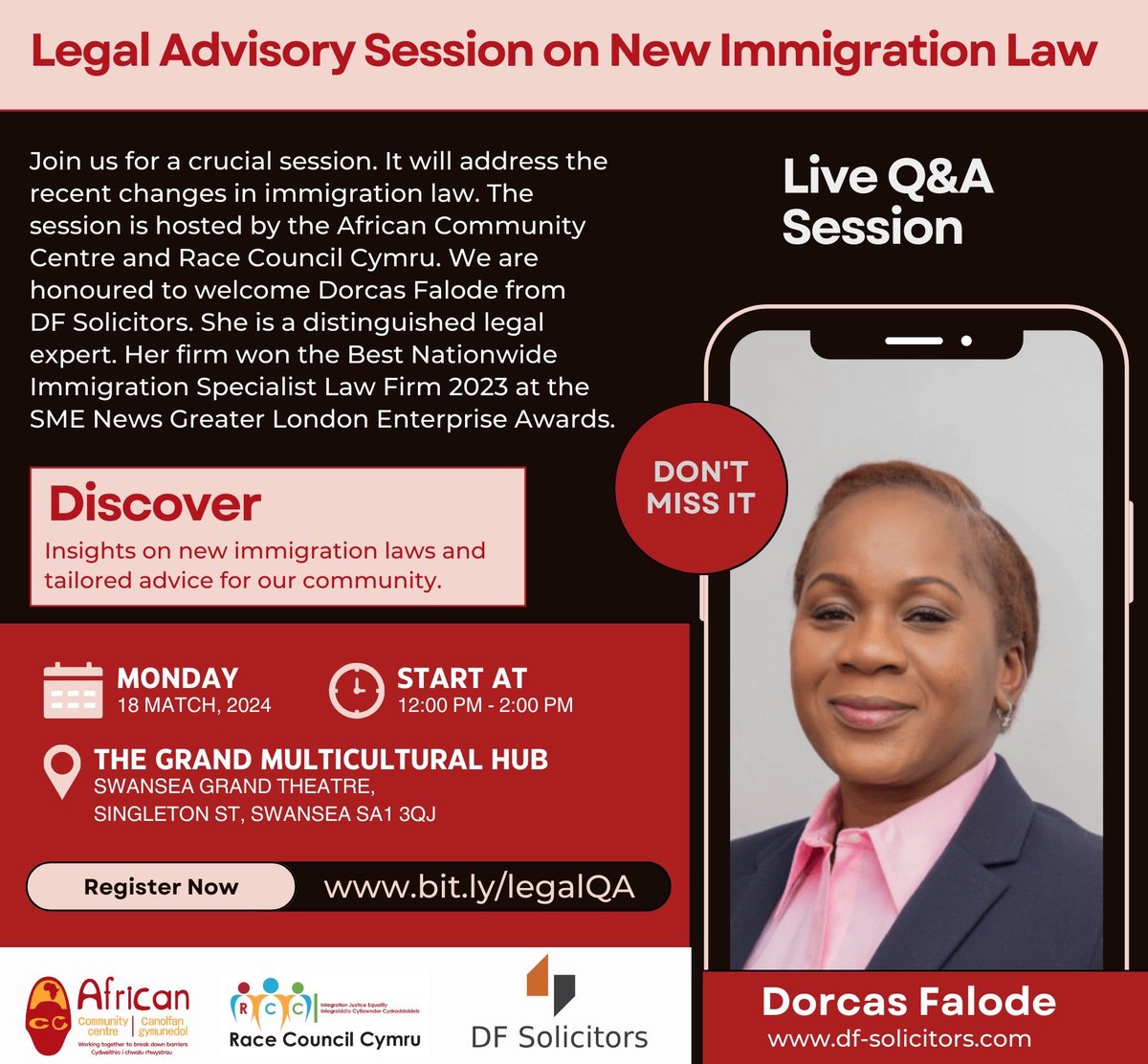 We were honored to host an informative Legal Advisory Session on Immigration Law,providing tailored advice and clarity on immigration law. Thanks to Dorcas folade,her insights and tailored advice have been invaluable #ImmigrationLaw #Accwales #AfricanCommunityCentre #DFSolicitors