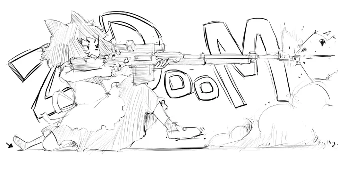 なんかここら辺の描きなぐった絵とか貼らないといけないのかなって思った。  #銃とはこう構える物だ 