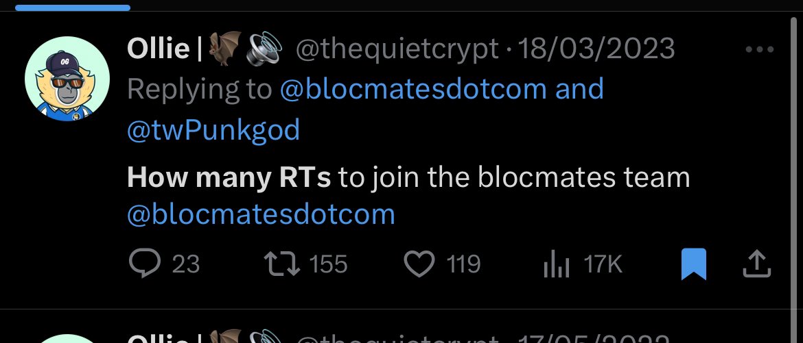Ollie | ๐ก๏ธ (@ollieblocmates) on Twitter photo Coincidentally, today makes it a year since I became a mate <a href="/blocmatesdotcom/">blocmates.</a>
Itโs been up ever since. ๐
It doesnโt feel real that this all started from 100 RTs
How about we celebrate by giving $100 to one random person?
Like, RT, and comment โLarpโ Coincidentally, today makes it a year since I became a mate <a href="/blocmatesdotcom/">blocmates.</a>
Itโs been up ever since. ๐
It doesnโt feel real that this all started from 100 RTs
How about we celebrate by giving $100 to one random person?
Like, RT, and comment โLarpโ
