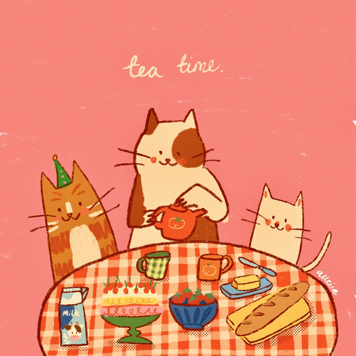 「oh to be invited to a cat's tea party  」|aliceのイラスト