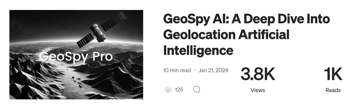 As someone who has always struggled with writing, these stats makes me proud. It may not be the most but to see an article of mine reach people and for them to show appreciation towards it means the world! If you haven't yet, check it out! @GeospyAI medium.com/p/92c13d55f26a