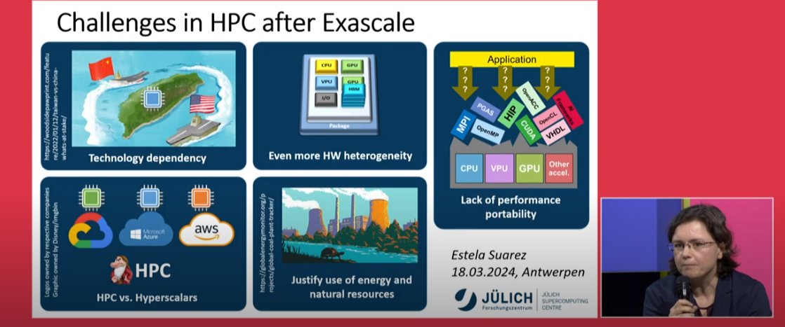 Session ongoing at #EuroHPCsummit2024: our very own Estela Suarez from @fz_juelich discussing challenges in HPC after Exascale! Tune in at the livestream - eurohpcsummit.eu/livestream!