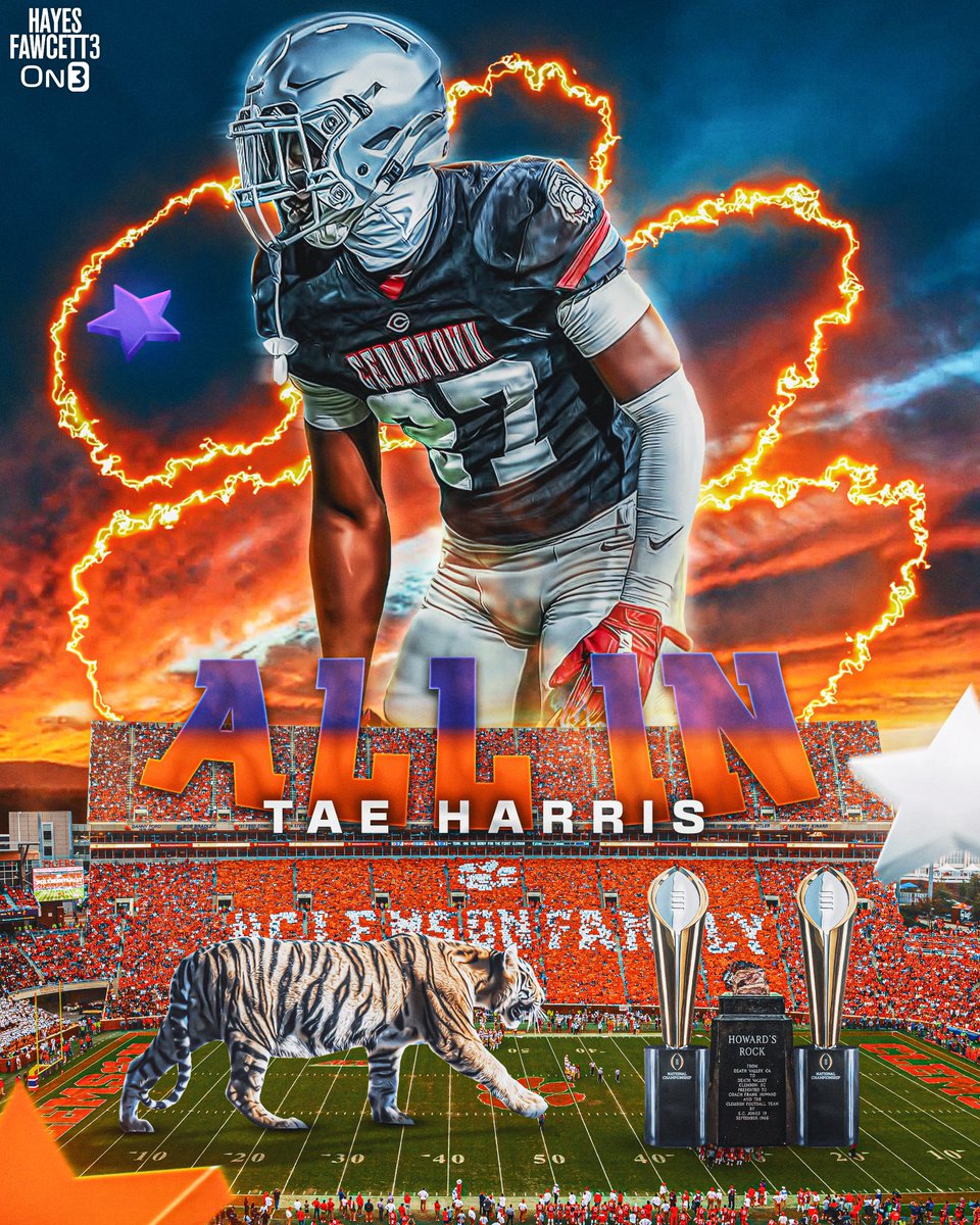 BREAKING: Four-Star DB Tae Harris has Committed to Clemson, he tells me for @On3Recruits

The 6’0 195 DB from Cedartown, GA was previously committed to Georgia

Runs a 4.38 40 👀

“Death Valley I swear it’s up.”

on3.com/news/four-star…