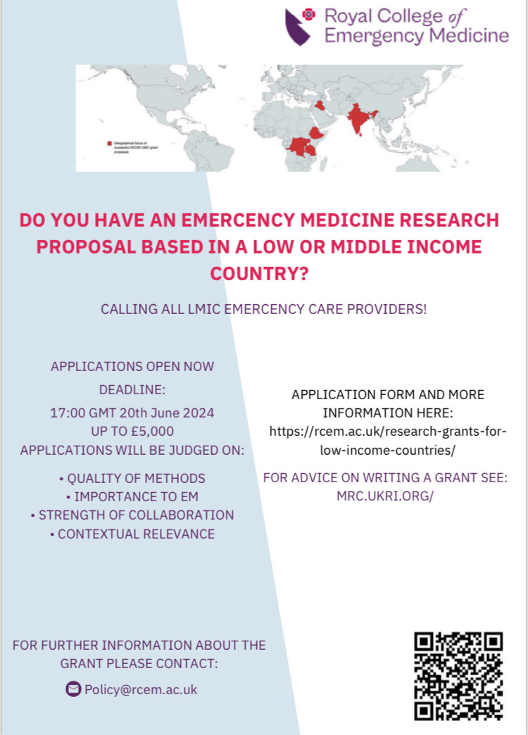 ⁦@RCollEM⁩ LMIC grants ✅ up to £5,000 ✅deadline 20.06.24 ✅one co-applicant must be RCEM member/fellow in good standing Prev awards: rcem.ac.uk/research-grant… ⁦@IFEM2⁩ ⁦@afemafrica⁩ ⁦@flamelatam⁩ #ASEM