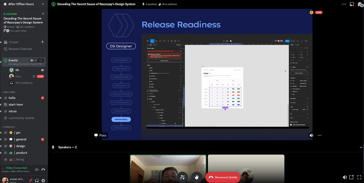 ✨Attended the @AfterOfficeHQ session on design system conducted by @rkdotdesign Highlight: They have a plugin called Coverage to see coverage of design system components in their design