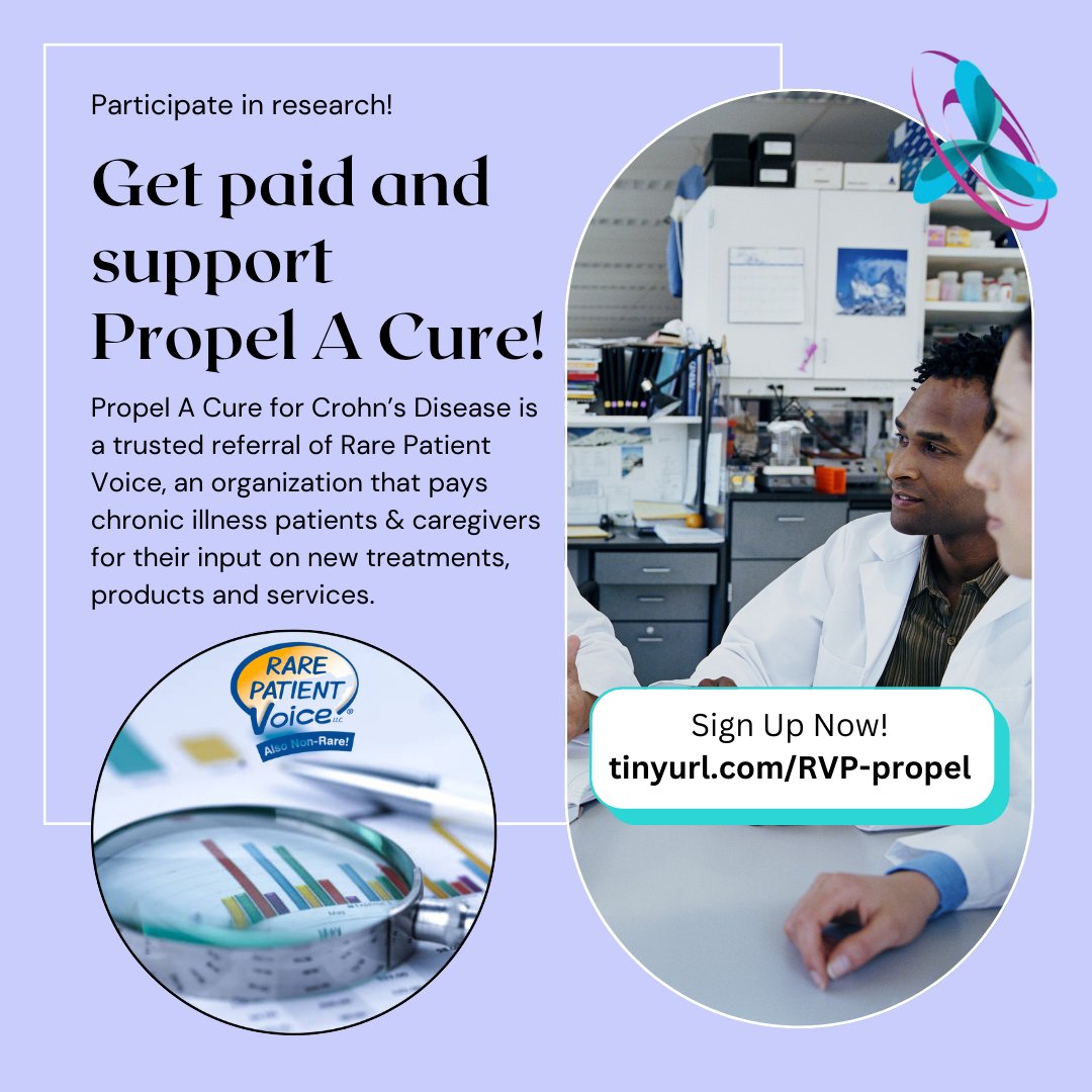 Did you know that patients & caregivers can get paid to advance research while also supporting Propel A Cure for Crohn’s Disease? Sign up today & share your voice through our trusted referral program 👉 tinyurl.com/RVP-propel #IBD #Crohnsdisease