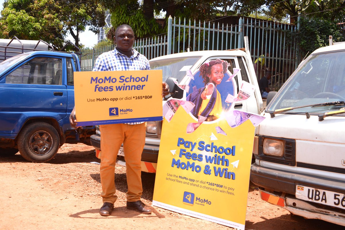 The MoMo team made a special visit to Nakawa to reward Geoffrey Luwukya for using #MTNMoMo to pay Term 1 school fees at St. Frances Educational Center. As a result, his child's Term 2 fees are now fully taken care of. #PaySchoolFeesWithMoMo