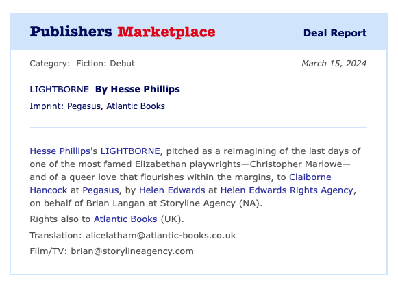 Thrilled beyond measure to announce that #Lightborne has found a US home at @Pegasus_Books! Hop over to my website to see the cover: tinyurl.com/3brhydk6