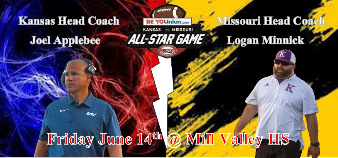 Congratulations to @MVJaguar HC Joel Applebee and @BulldogsKHS HC @CoachMinnick for being selected to Coach their respective State teams in the GKCFCA KS-MO BeYOUnion All-Star game! Game will take place June 14th @ Mill Valley HS