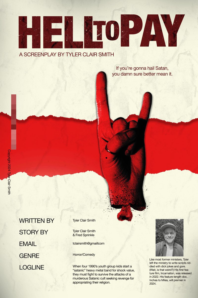 HELL TO PAY
When four 1990s youth group kids start a Satanic metal band for shock value, they are targeted for sacrifice by a cult of devil worshippers seeking revenge for appropriating their religion. 

Bloody nostalgia trip/constructive religious satire. 
#ScreenPit
