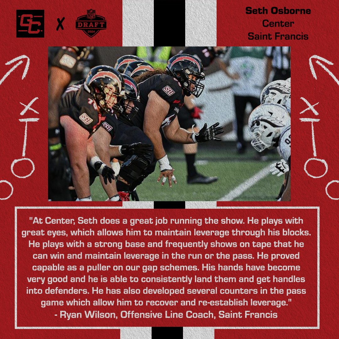 'His hands have become very good and he is able to consistently land them and get handles into defenders.” - Saint Francis' Coach Wilson on TGC's 2024 Draft Class Client Seth Osborne #NFLDraft #NFL #CFL #TCGAthlete 👀 Profile: thegridironcrew.com/player/seth-os…