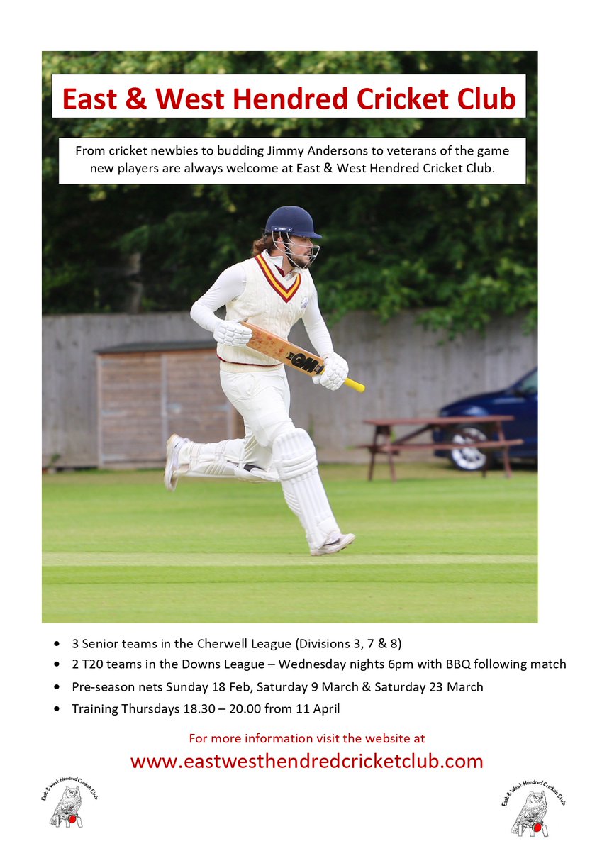 2024 season is fast approaching, join us at EWHCC.
#owls 
🏏🦉