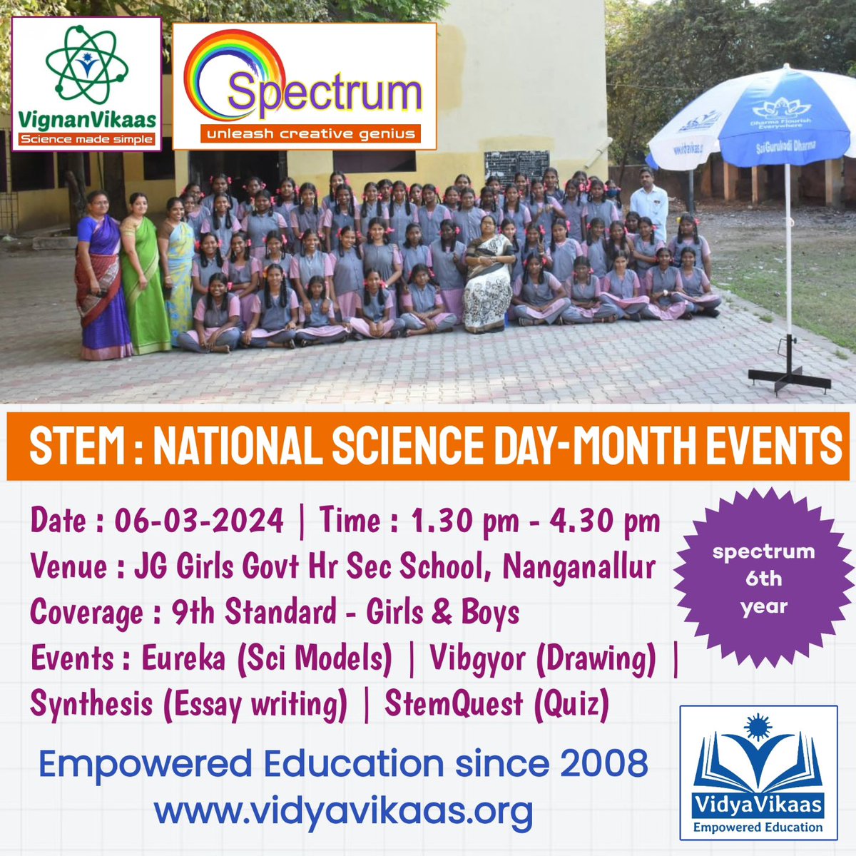 dharmabharatfdn's tweet image. 🔬 Explore the realms of scientific wonder at JG Govt Girls Hr. Sec School in #Nanganallur, where #Spectrum events unravel the marvels of science !

💡 Explore the students&apos; innovative talents as they proudly present their #sciencemodels at Spectrum 2023.

🏅Get ready to witness…