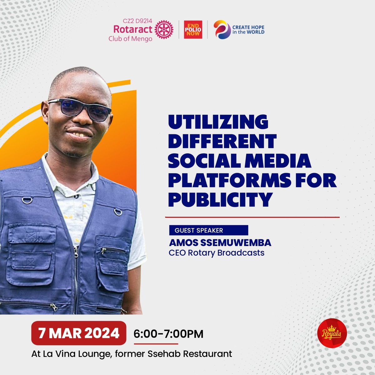 Rct_Mengo's tweet photo. 📲Social media are interactive technologies that aid the creation, sharing  of content,and other forms of expression through virtual  networks
Join the Royals this Thursday@lavina lounge6pm as we share more on the theme
See you there
#TheRoyals
#TheRoyals@33
#CreateHopeInTheWorld https://t.co/RxhuRxbKuM