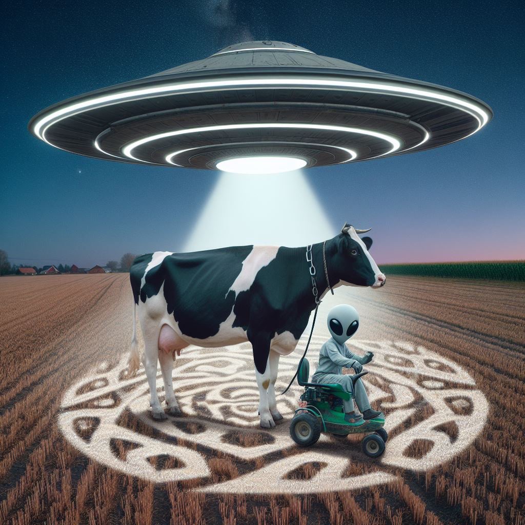 Messing with AI don’t ask me why the alien is stealing the cow on a tractor #UFO #ufoX #UAPTwitter